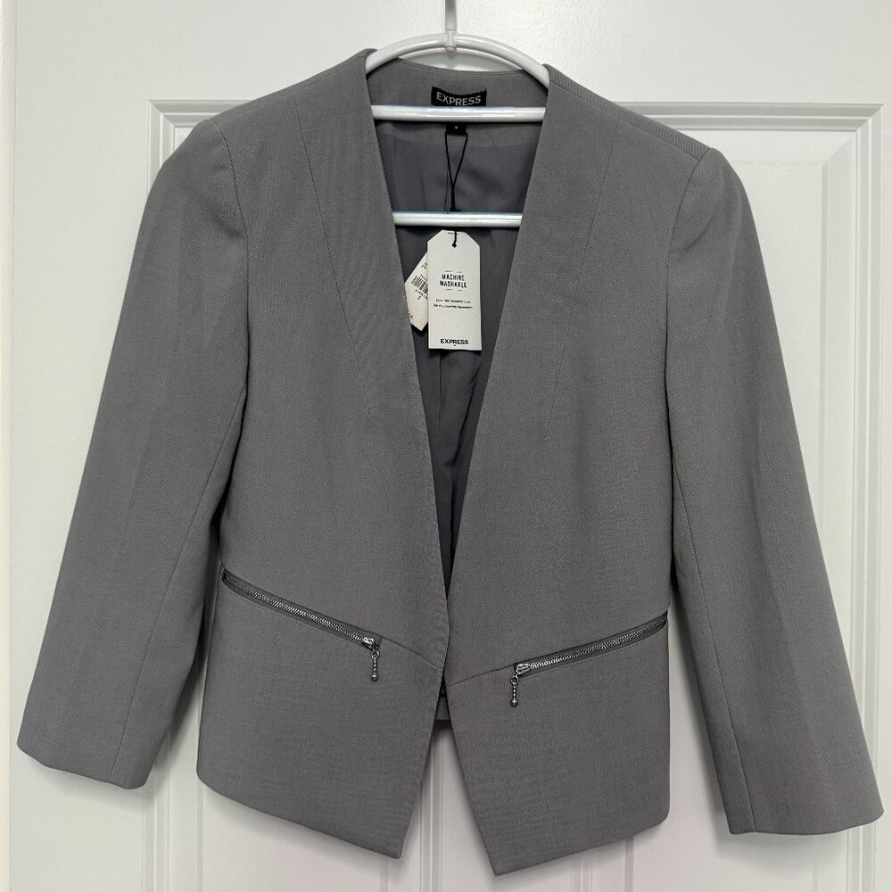 Express Grey Blazer with Zipper Pockets - Size 0